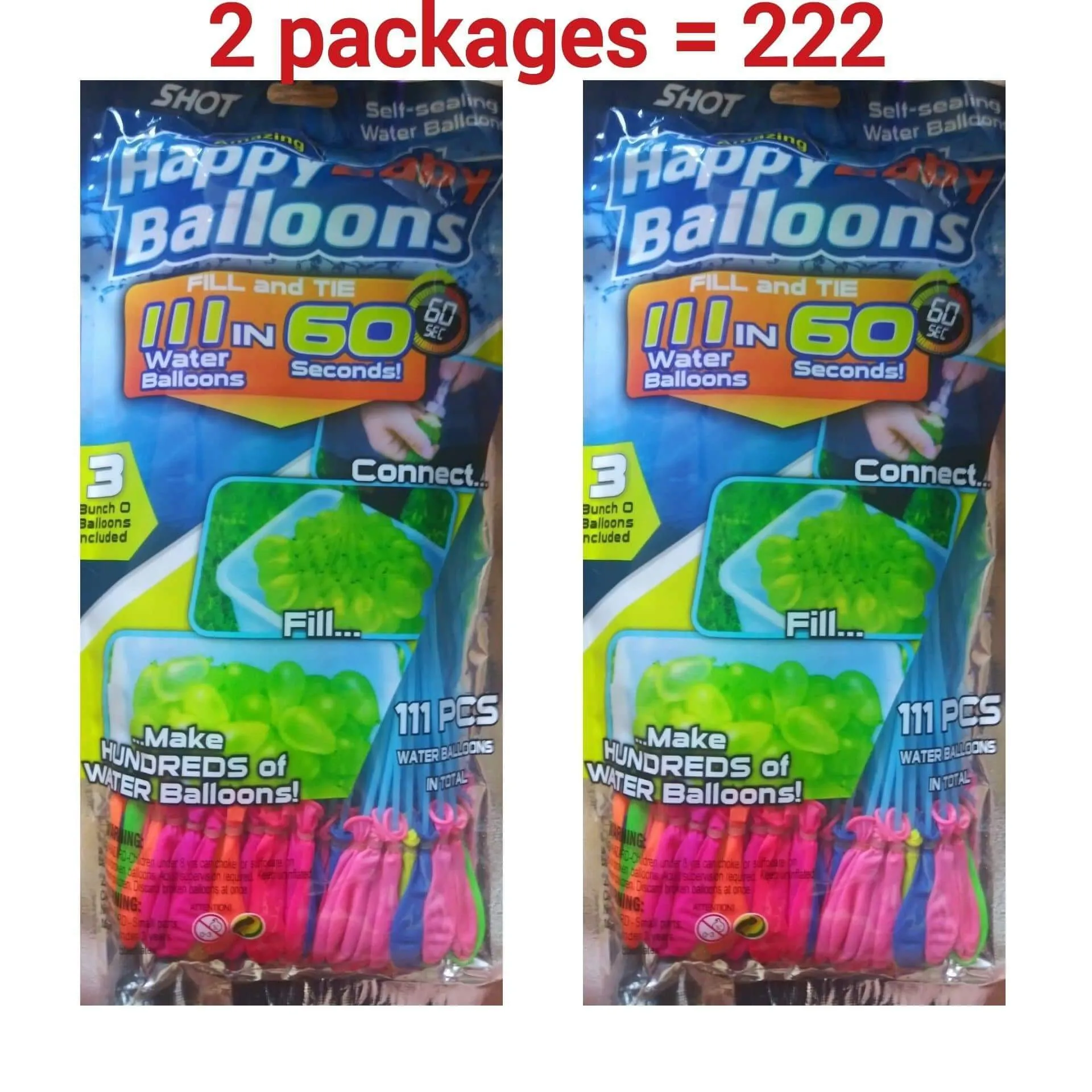 111pcs Self Sealing Magic Happy Baby Fast Fill Water Balloons No Tie