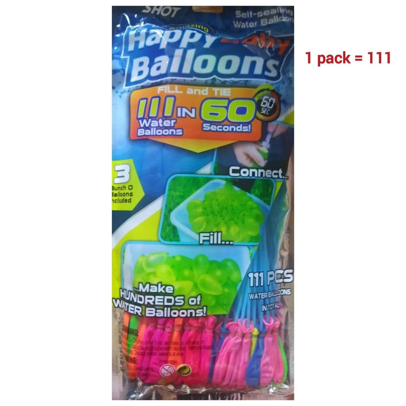 111pcs Self Sealing Magic Happy Baby Fast Fill Water Balloons No Tie