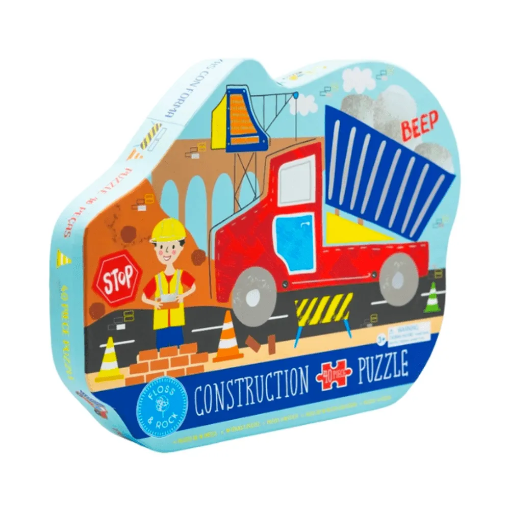 40pc Construction Truck Shaped Jigsaw Puzzle with Shaped Box