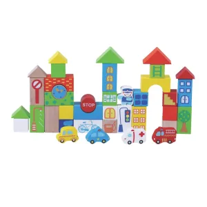 40pc Traffic Wooden Building Blocks