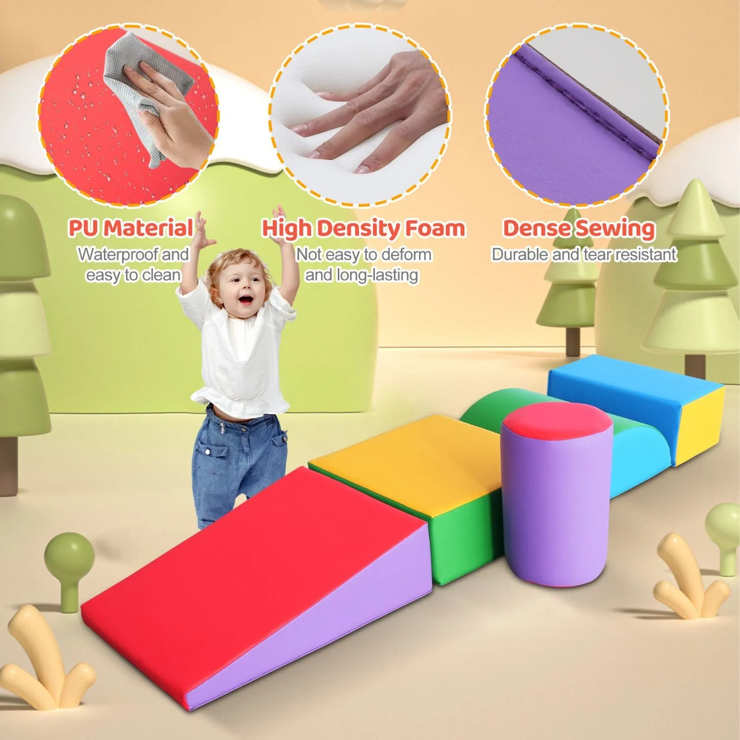 5PCS Soft Foam Climbing Blocks, Motor Skills Playset for Kids - GOMINIMO