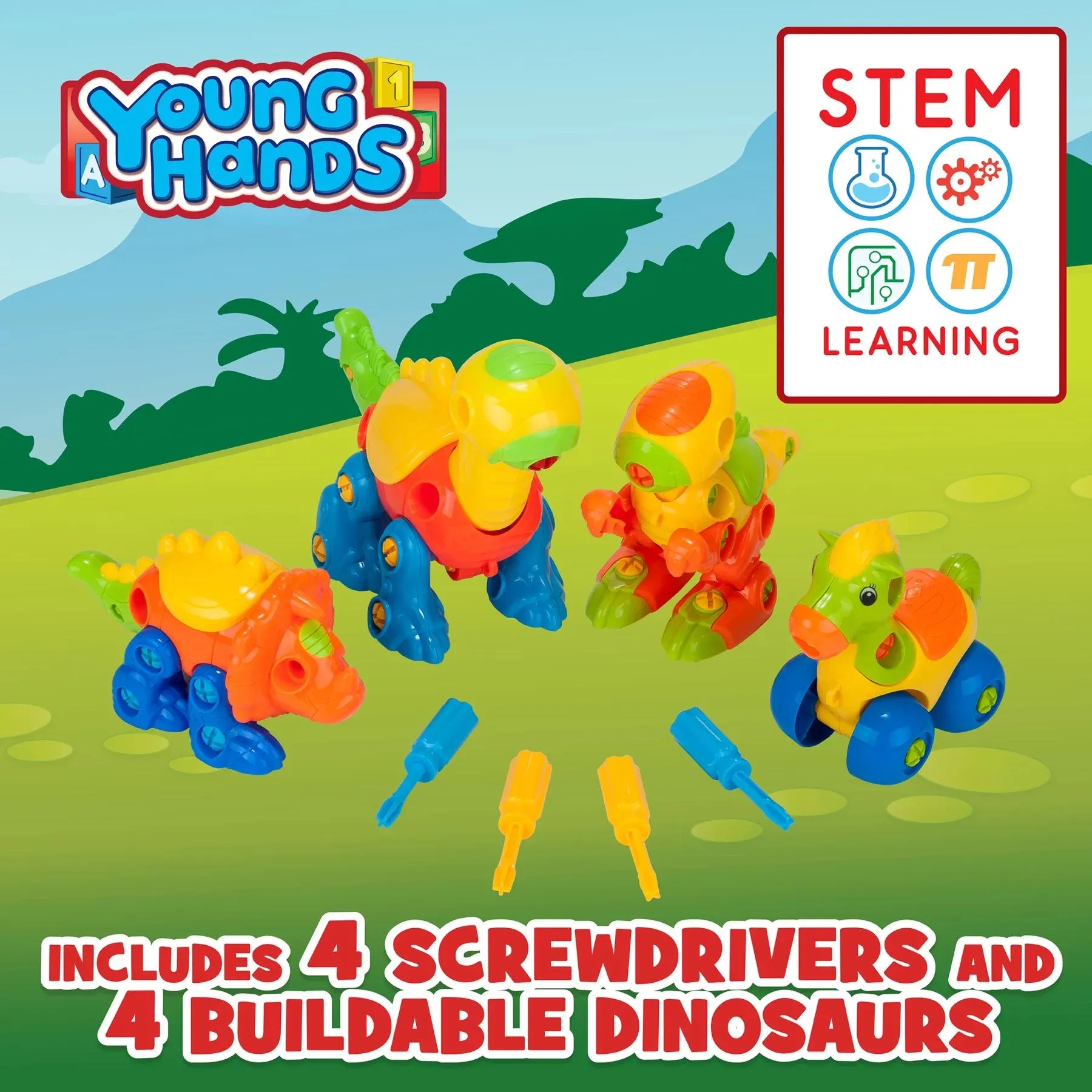 Build & Learn Dinosaur Play Construction Tool Set, 70 Pieces