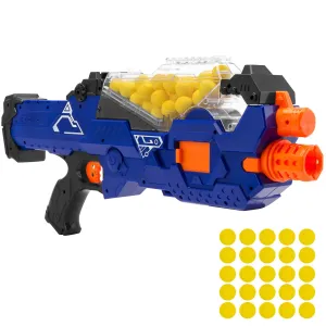 Electric Soft Foam Ball Rapid Fire Blaster Toy w/ Hopper Feeder, 20 Balls