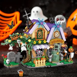 LOZ Creative MINI Halloween Hut House Building Block MOC Pumpkin Carriage Happy Halloween Decoration Bricks Boys Kids Toys Gifts