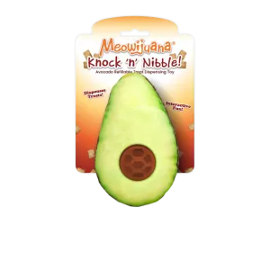 Meowijuana Knock 'n' Nibble Avocado Refillable Treat Dispensing Cat Toy