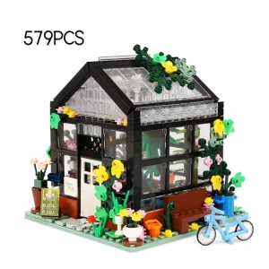 MOC Creative Flower Bouquet Store House Model Building Block City View Holiday Summer Coffee Shop Bricks Girls Toys Kids Gifts