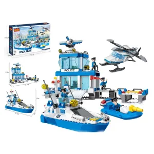 (Net) COGO 3D Puzzle Police Station with Vehicles Building Blocks Set