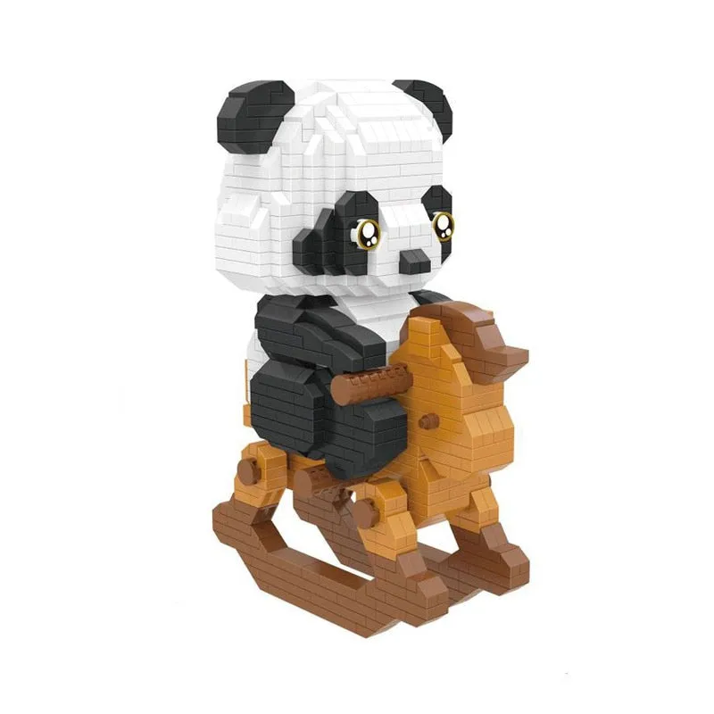 Panda Micro Building Blocks Creative DIY 3D Animal Model Naughty Panda Mini Brick Figure Toys Table Decor For Kids Birthday Gift