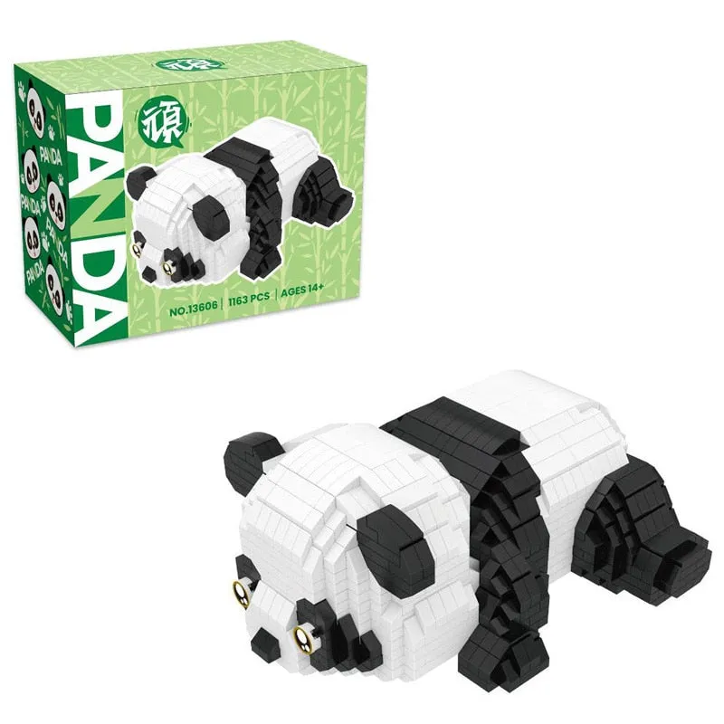 Panda Micro Building Blocks Creative DIY 3D Animal Model Naughty Panda Mini Brick Figure Toys Table Decor For Kids Birthday Gift