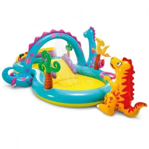 Super Cool Children’s Outdoor Dinoland Inflatable Kiddie Pool Park With Water Slide