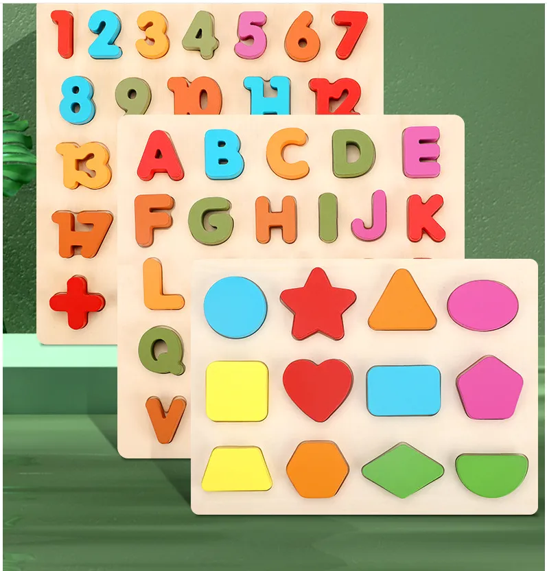 Wooden Colorful Letters Cognitive Learning Puzzle