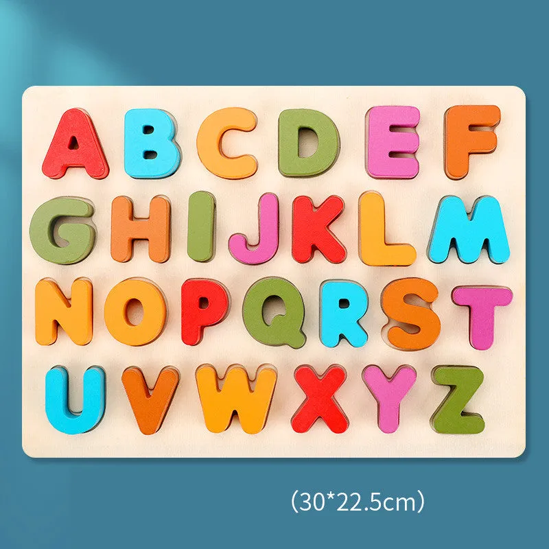 Wooden Colorful Letters Cognitive Learning Puzzle