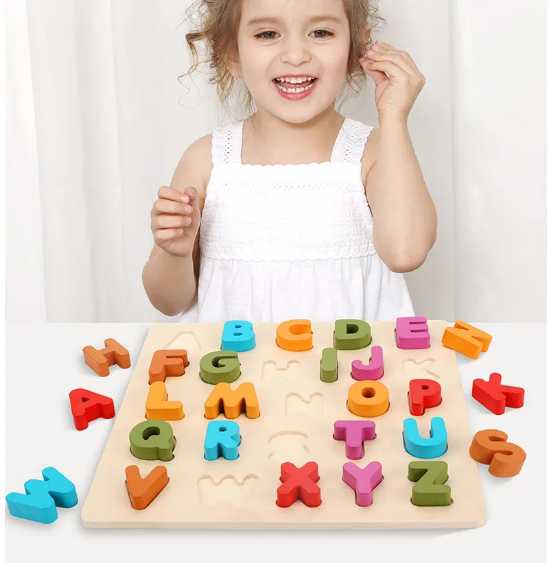 Wooden Colorful Letters Cognitive Learning Puzzle